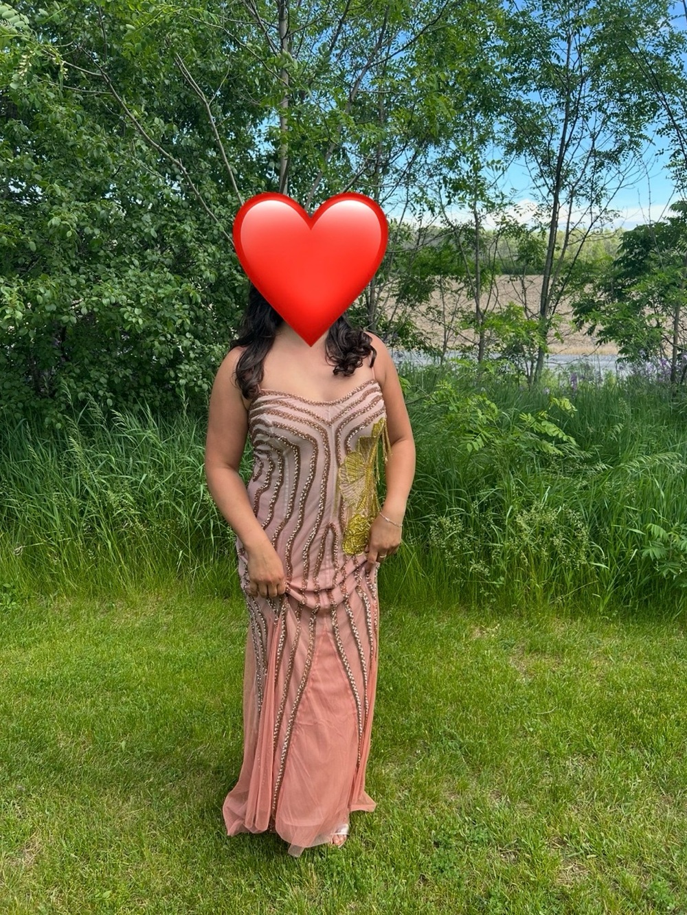 Karen Millen Rose Pink Ombre Beaded Maxi Dress with Gold Appliqué
